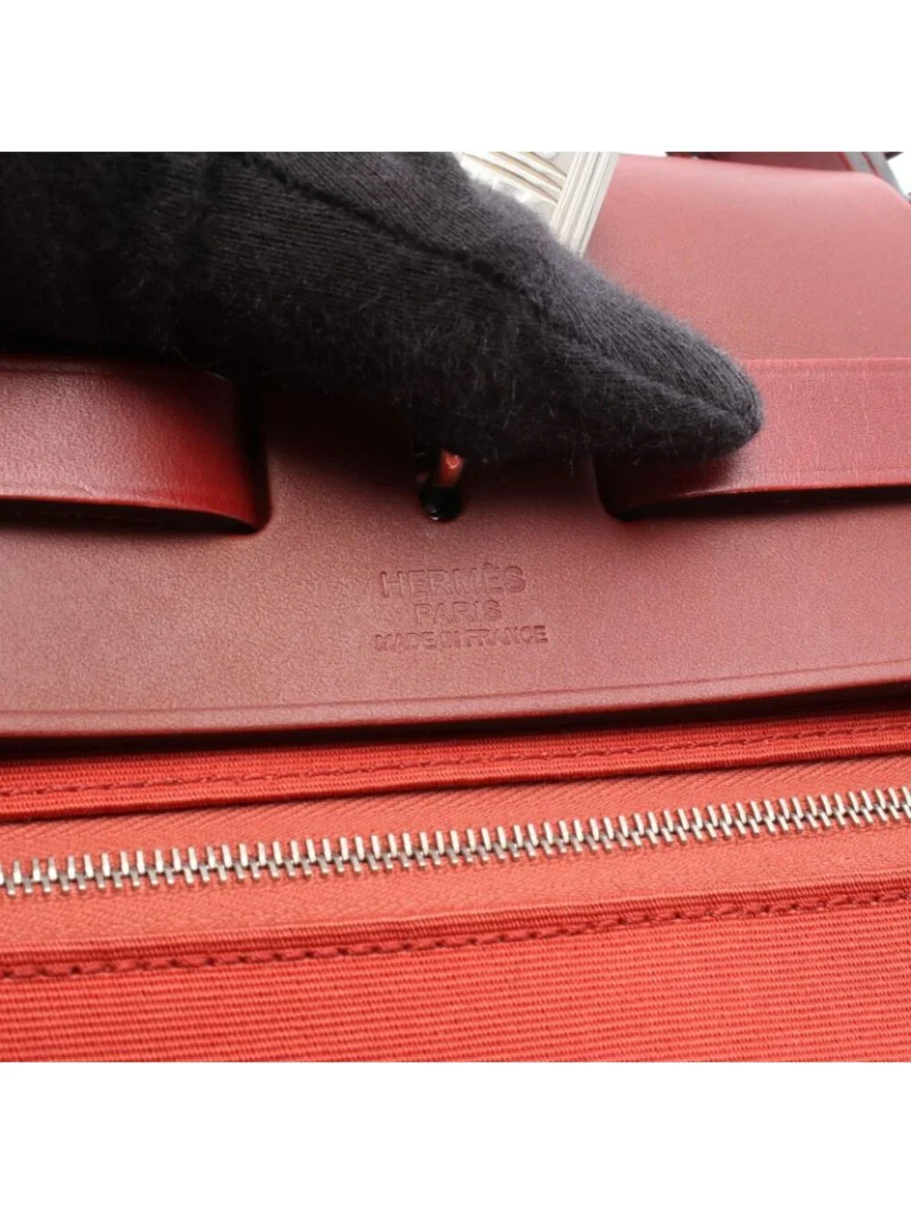 Hermes Herbag Zip PM 2-Way Rouge Ducese Ash Canvas Leather Zip PM Handbag